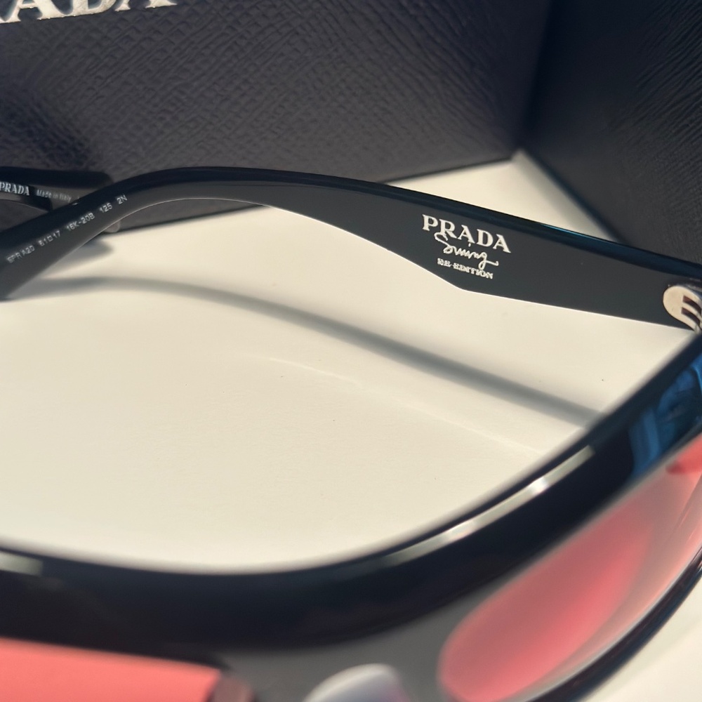 Prada Black Frame Sunglasses with Pink Lenses - Picture 2 of 6